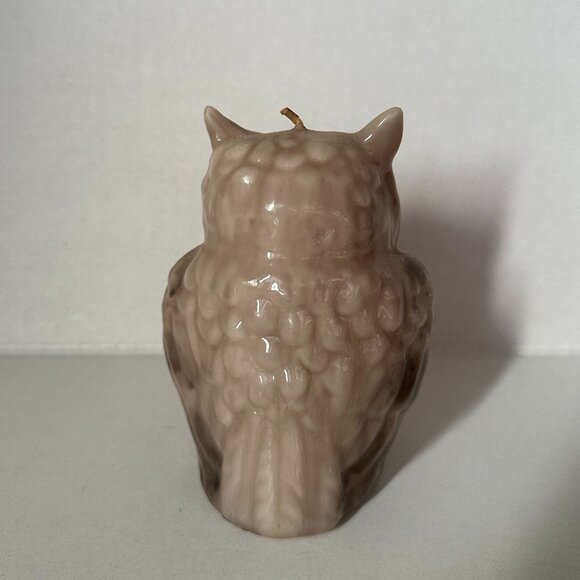 Wax Candle Owl Design Decoration Gray Orange Gift 4" tall - Picture 4 of 6